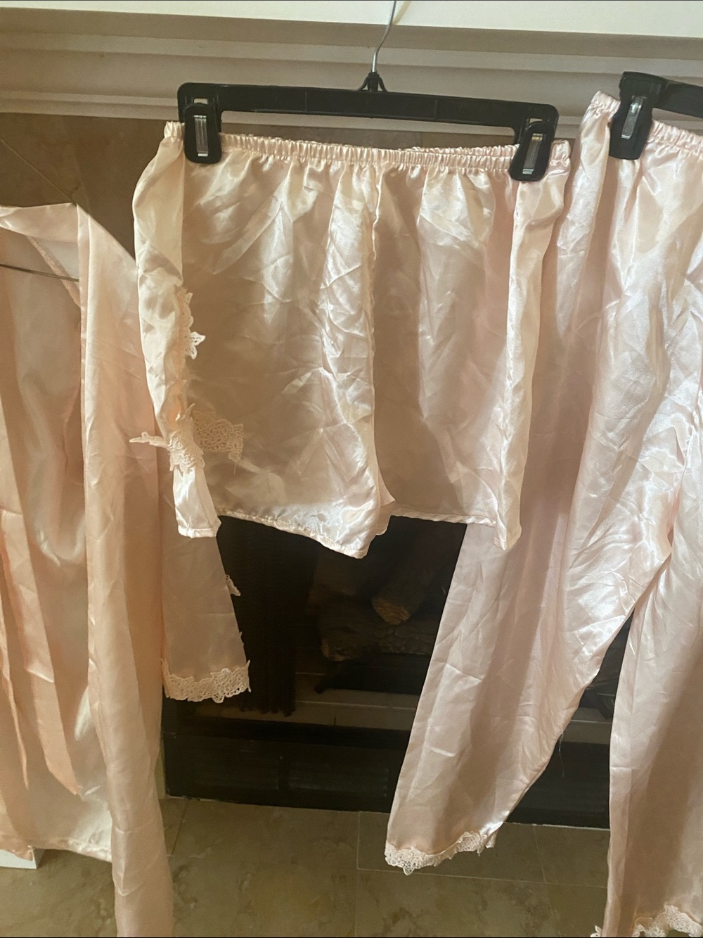 Silky Lace Trim Women's 5-Piece Sleepwear Set - Blush Pink - Picture 4 of 6